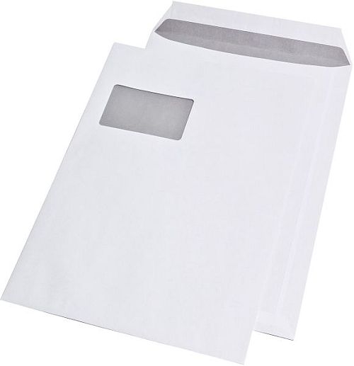 250 Stück · Versandtaschen C4 , mit Fenster, haftklebend, 100 g/qm, weiß
