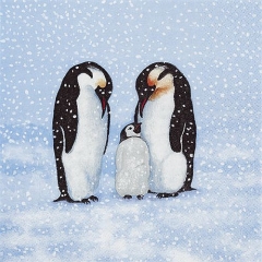 Weihnachts Lunchservietten Pinguinfamilie - 33 x 33 cm