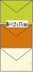 Briefumschläge - B6 125 x 176 mm / 5 Stück farbig