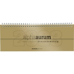 AlphaEdition Tischquerkalender 2023 ·1 Woche / 2 Seite, 29,7 x 10,5 cm, gold